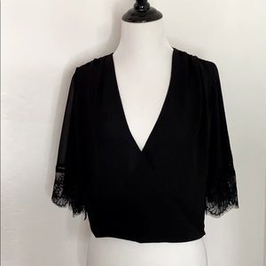 Bebe Cute Top Short with Side Zipper Black Lace